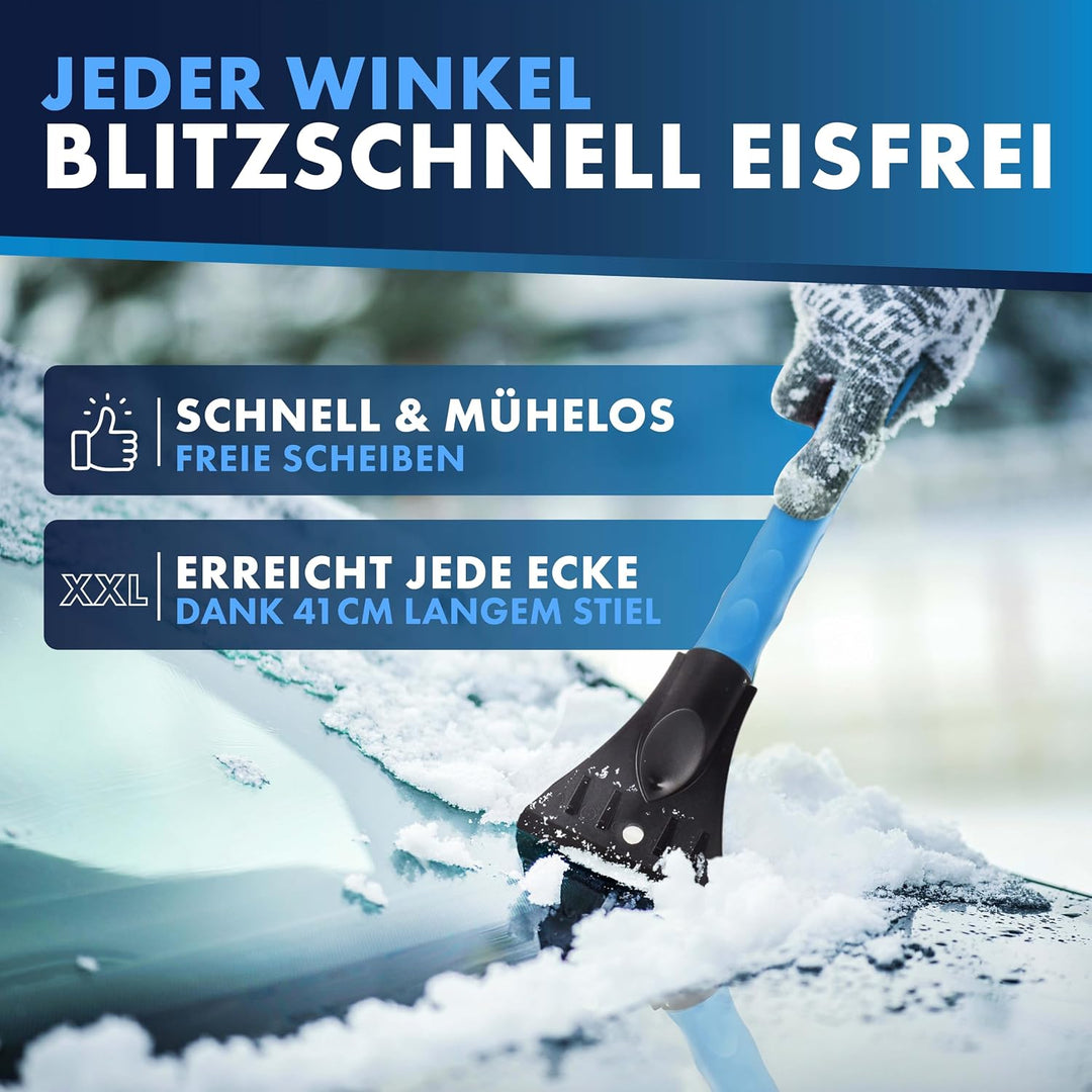 LICARGO Eiskratzer Auto mit Besen 41cm - Stabil, Lang &amp; lackschonend | Made IN EU | 2in1 Schneebesen
