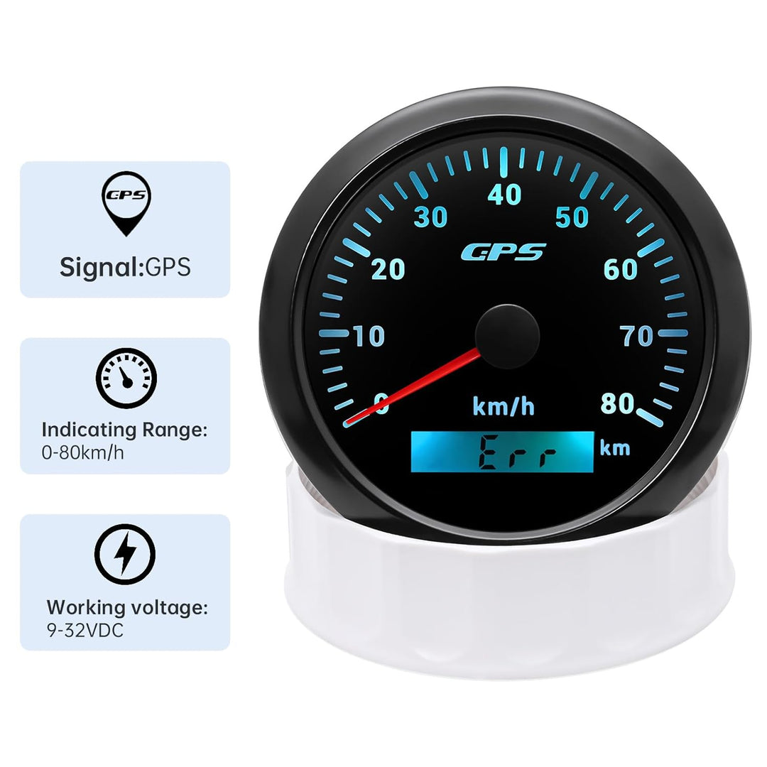 85mm Geschwindigkeitsmesser Boot GPS Tacho Kilometerzähler 0-80Km/H Wasserdichter IP67 7-Farben Tach