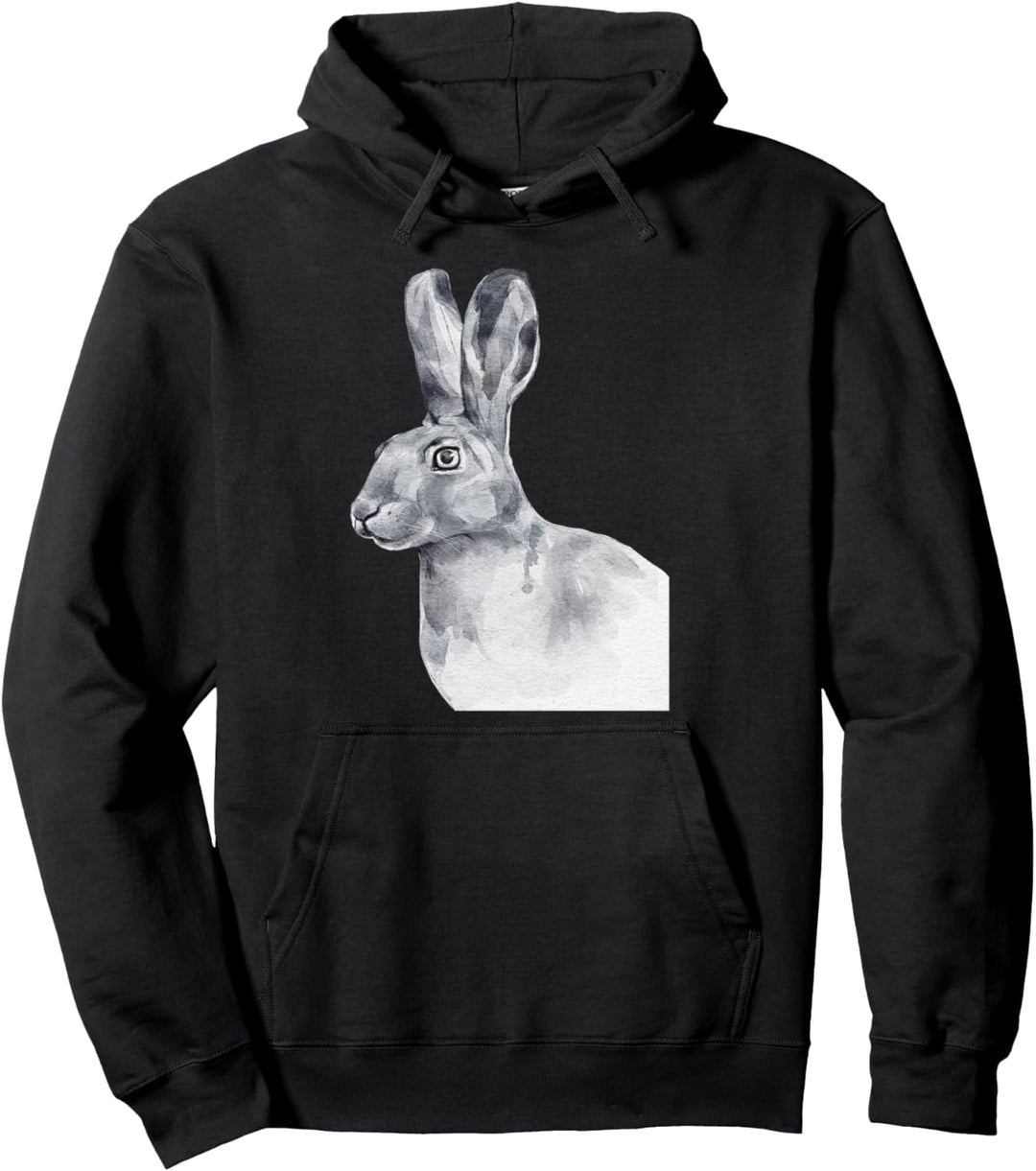 Kaninchen Geschenk illustriert Aquarell Tier Schwarzweiss Pullover Hoodie