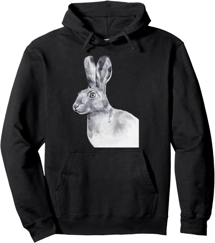 Kaninchen Geschenk illustriert Aquarell Tier Schwarzweiss Pullover Hoodie