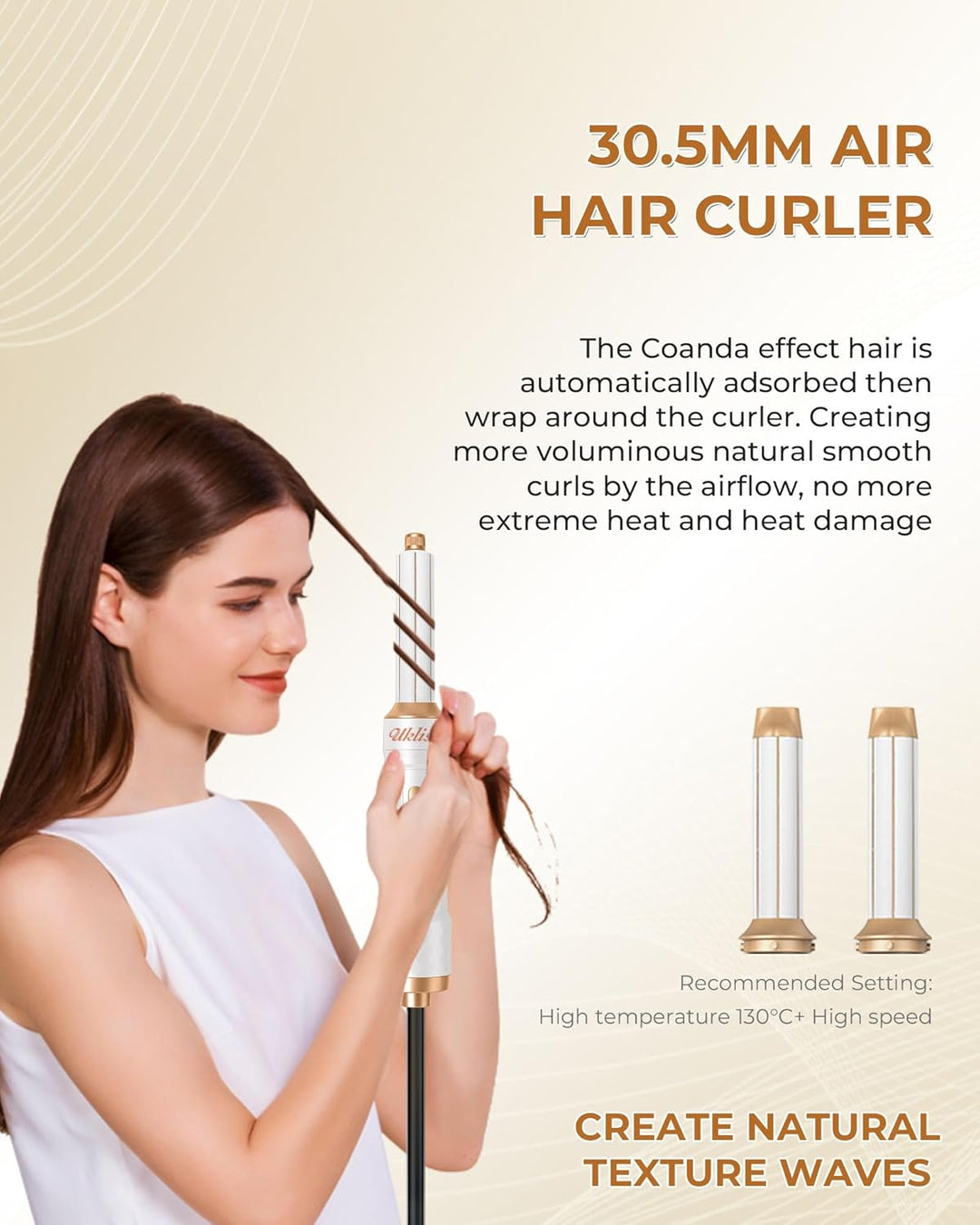 UKLISS 6 in 1 Hairstyler, Hair Styler Set mit 6 Aufsätzen: Lockenföhn Automatisch, Rundbürstenföhn,