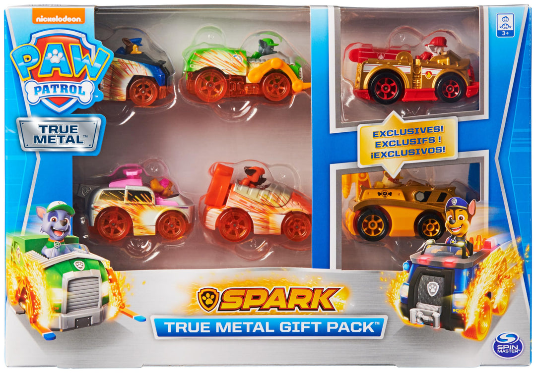 PAW Patrol True Metal Geschenkset mit sechs Metall - Fahrzeugen - Spark Version Geschenkset - Spark