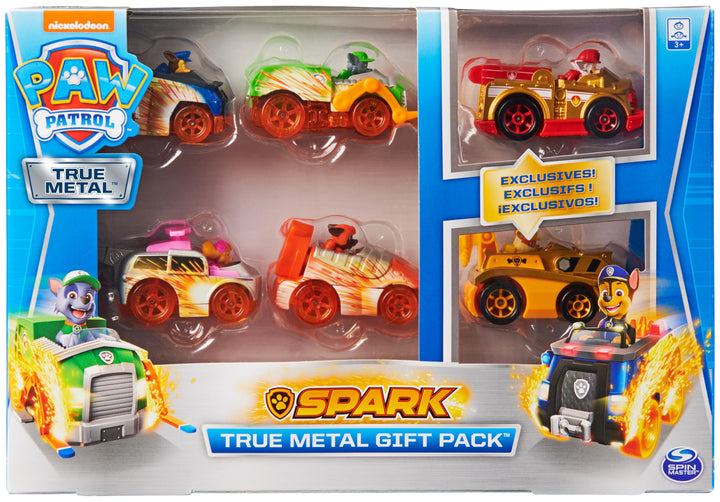 PAW Patrol True Metal Geschenkset mit sechs Metall - Fahrzeugen - Spark Version Geschenkset - Spark