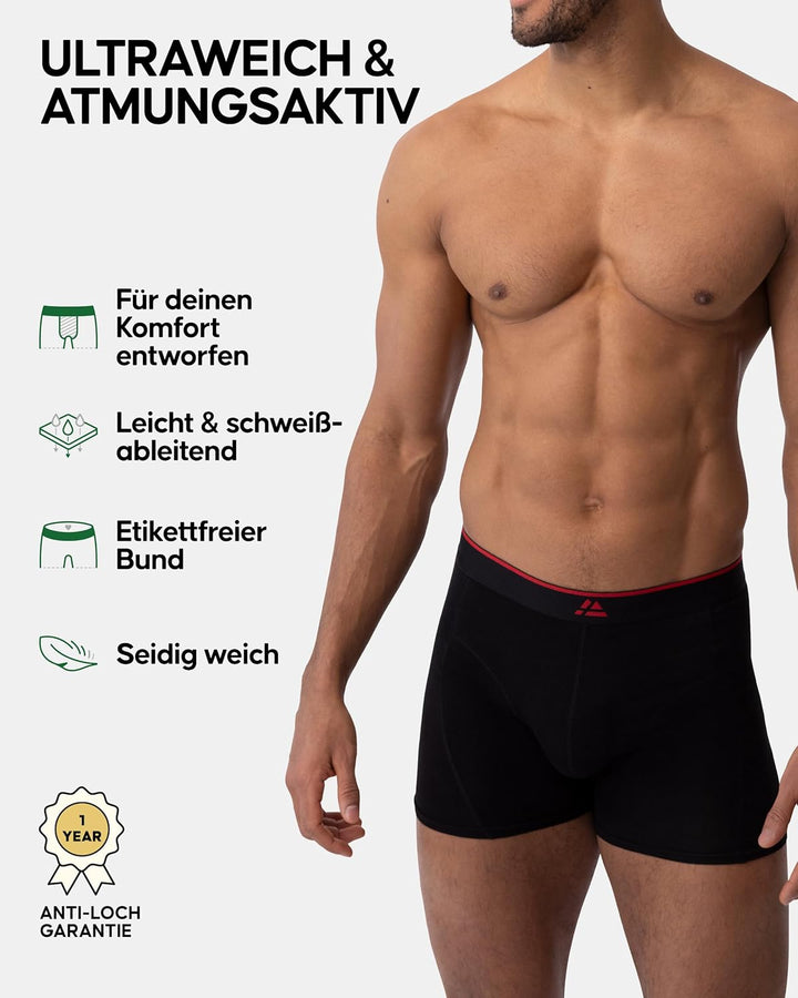 DANISH ENDURANCE 6er Pack Bambus Boxershorts Herren, Superweich & Elastischer Bund, Ohne Zettel, Atm