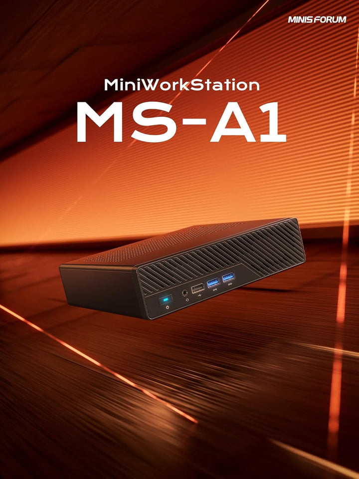 MINIS FORUM Mini Workstation MS-A1 Mini Barebone PC, DDR5/4xM.2 NVMe SSD, Dual 2.5G RJ45 Mini PC, HD