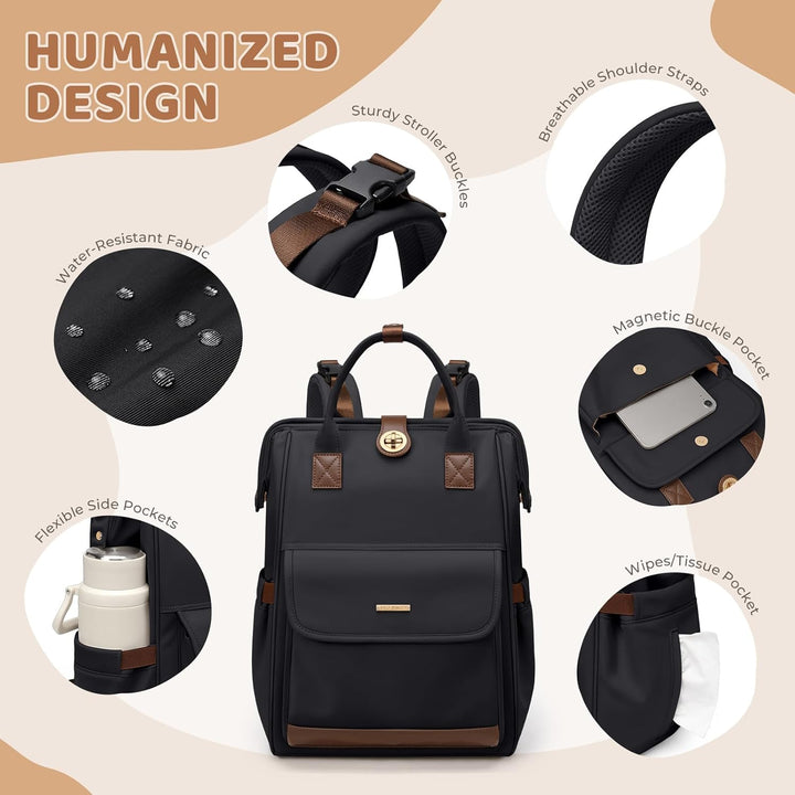 Wickeltasche, Rucksack, multifunktional, wasserabweisend, mit Haken, lässige Wickeltasche zum Aufhän