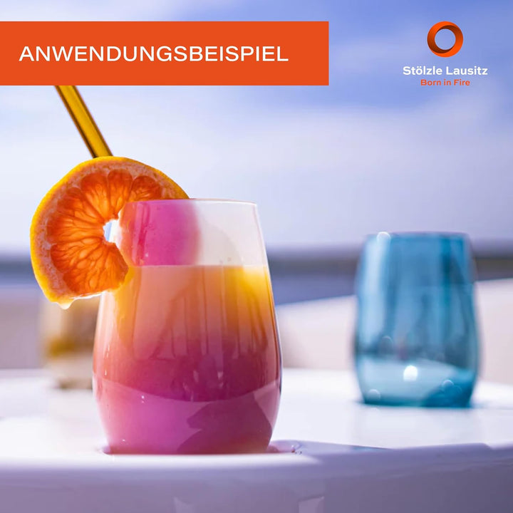 Stölzle Lausitz Longdrinkbecher Mirror Blau / 6er Set Trinkgläser/Cocktailgläser/hochwertiges Longdr