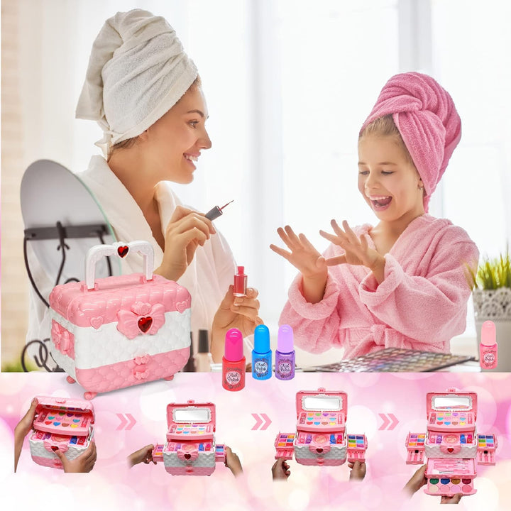Kinderschminke Set Mädchen Schminkkoffer Mädchen- Sicheres und Waschbares Schminke Kinder Mädchen, E