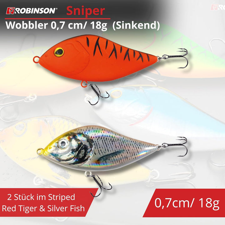 Robinson Angelköder für grosse Raubfische - Jerkbait Wobbler, Spinning und Trolling geeignet, DREI T