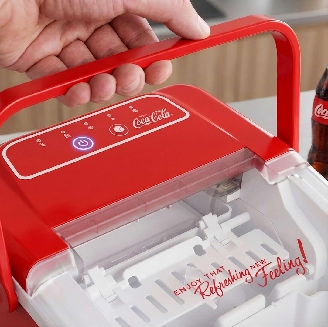 Salco Coca Cola Eiswürfelmaschine – Kompakter Eiswürfelbereiter mit 2 Eiswürfelgrössen, 10 kg Eis in