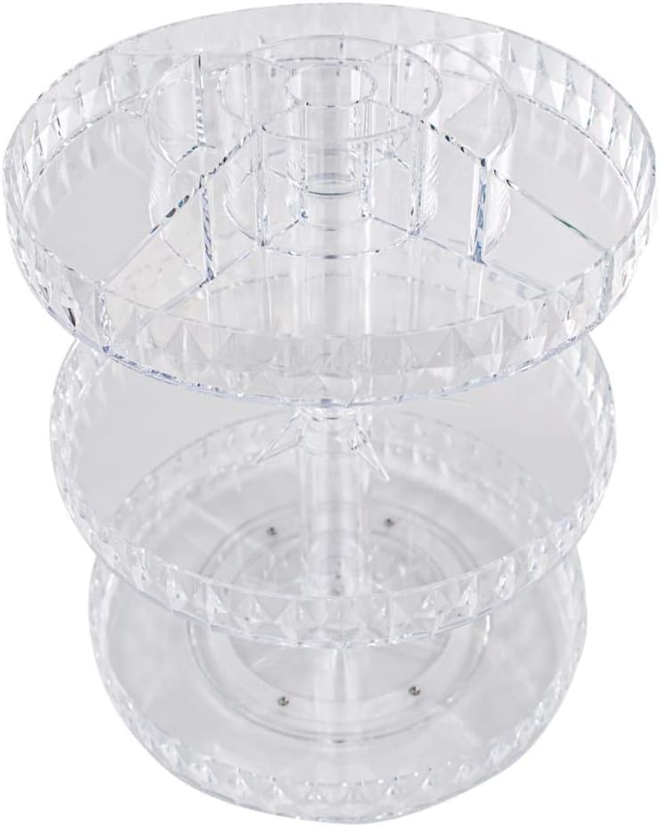 TRIXES Bilden-Organizer - 360 Grad Kosmetik Organiser - 3-stöckiger, klarer Acrylständer - Drehbares