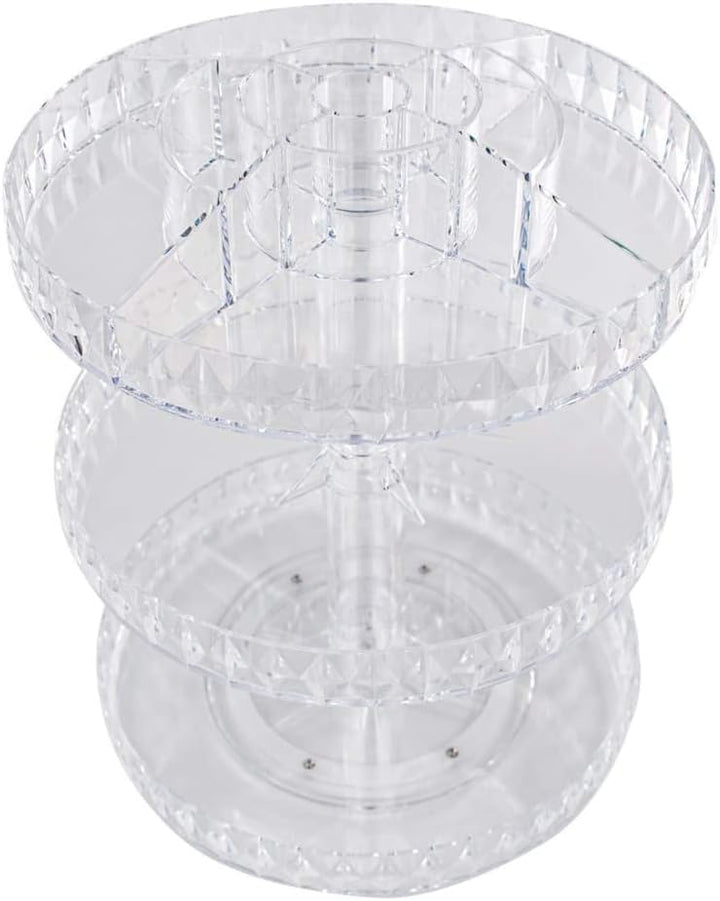 TRIXES Bilden-Organizer - 360 Grad Kosmetik Organiser - 3-stöckiger, klarer Acrylständer - Drehbares