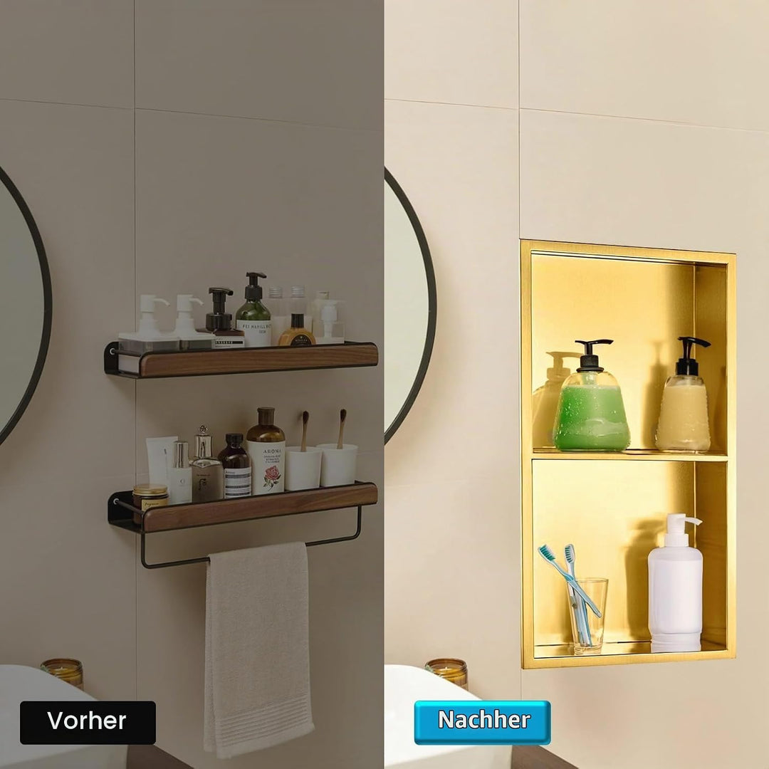 Wandnische Dusche,Wandnische Dusche Edelstahl,Wandnische Lagerung mit einem Regal,Duschnische 30 * 6