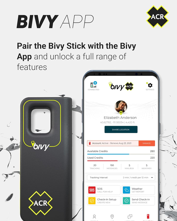 ACR Bivy Stick Satellite Communicator - Zwei-Wege-Text-Nachrichten, GPS-Tracking, Karten und Navigat