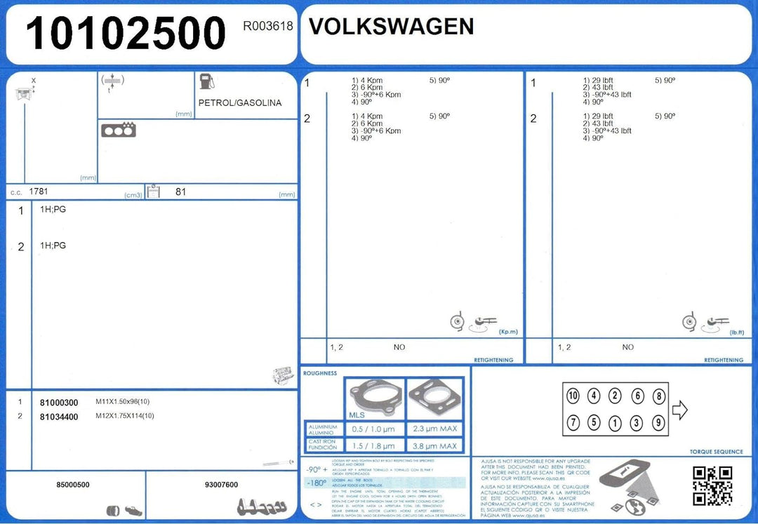 Ajusa 81034400 Zylinderkopfschraubensatz