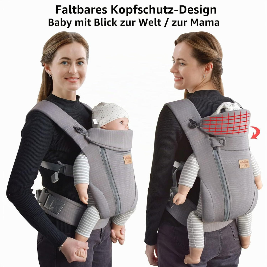 vrbabies Babytrage für Neugeborene ab Geburt,Upgrade Weich Ice Silk Babytrage mit Verstellbarer Gürt