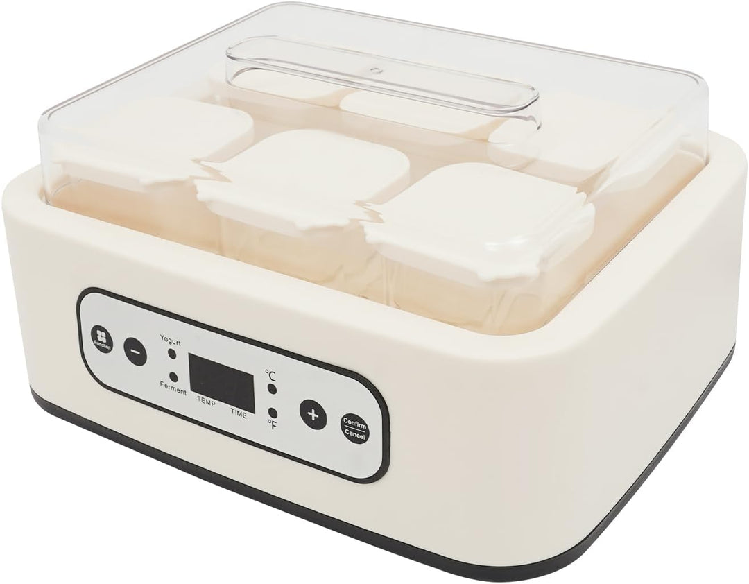 Joghurtbereiter, Joghurtmaschine mit 6 Glasbecher, 1,5 L Joghurt Maker Einstellbar &amp; Zeitgesteuert,