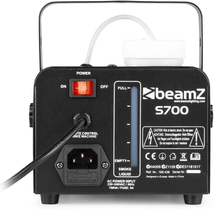BeamZ S700 - Nebelmaschine mit Fernbedienung, 700 Watt Fog Machine, Rauchmaschine für Halloween, Hoc