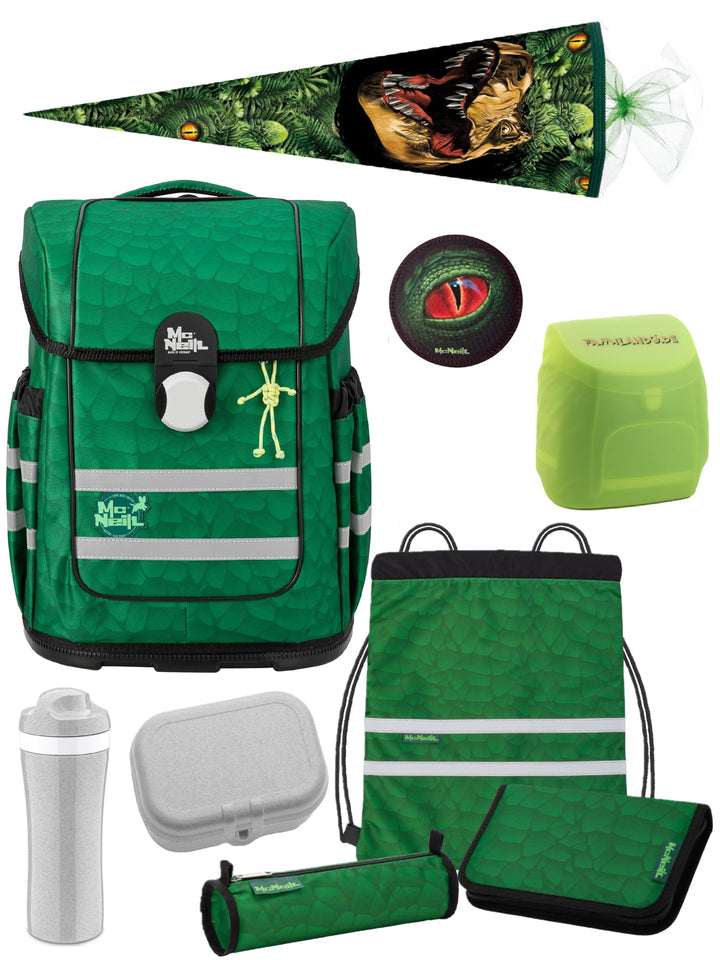 Familando - McNeill ERGO COMPLETE Schulranzen Set - 9-teilig mit Schultüte - Dinosaurier - Ergonomis