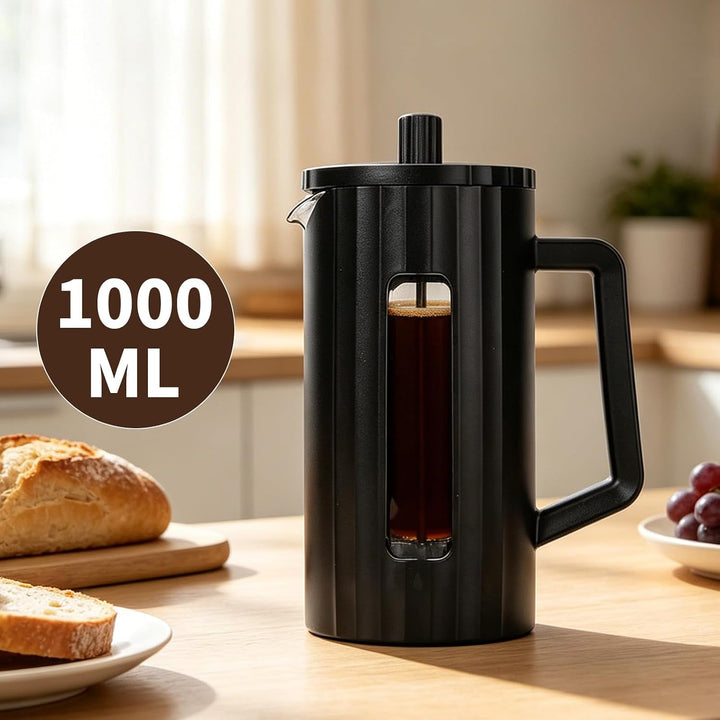 RANJIMA French Press Kaffeebereiter 1 Liter/8 Tassen, Kaffeepresse für Kaffee Tee und Cold Brew, Caf