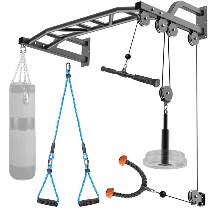 SELEWARE Heavy Duty Klimmzugstange Wandhalterung Multifunktionelle Klimmzugstange mit Seilzugsystem