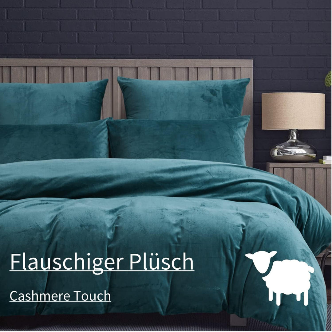 Boqingzhu Plüsch Bettwäsche 135x200cm Biber Petrol Blau Flanell Winter Warm Kuschelig Flauschig Bett