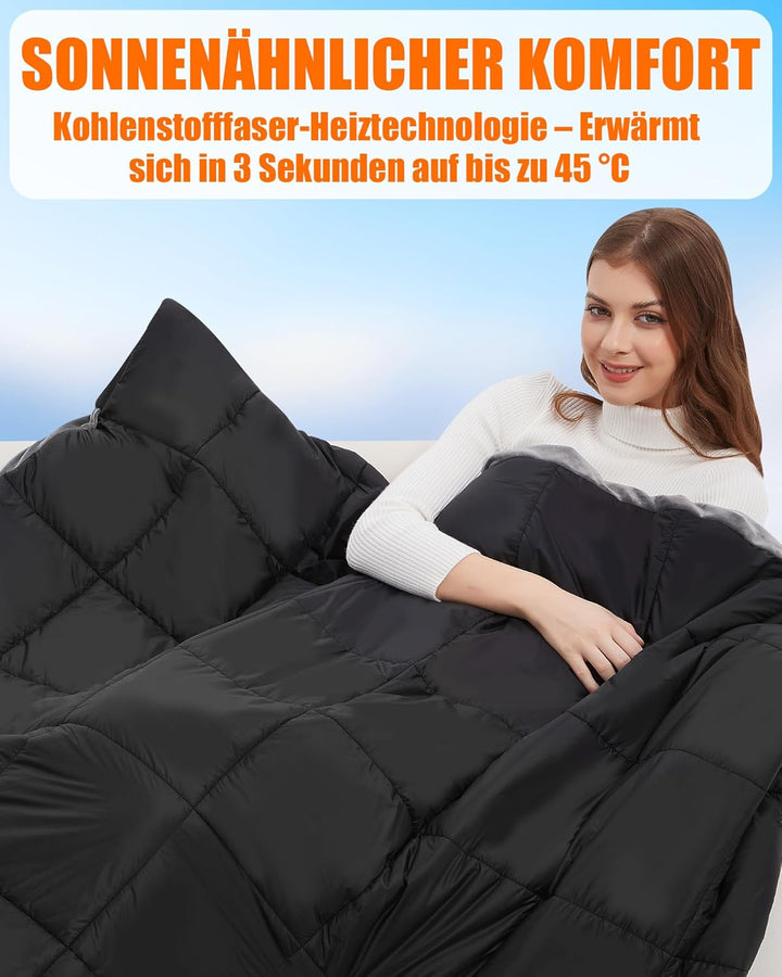 CYCYHEAT 20000mAh Heizdecke mit Akku Kabellose – Tragbare Wärmedecke mit Verbesserter 7,4V Batterie