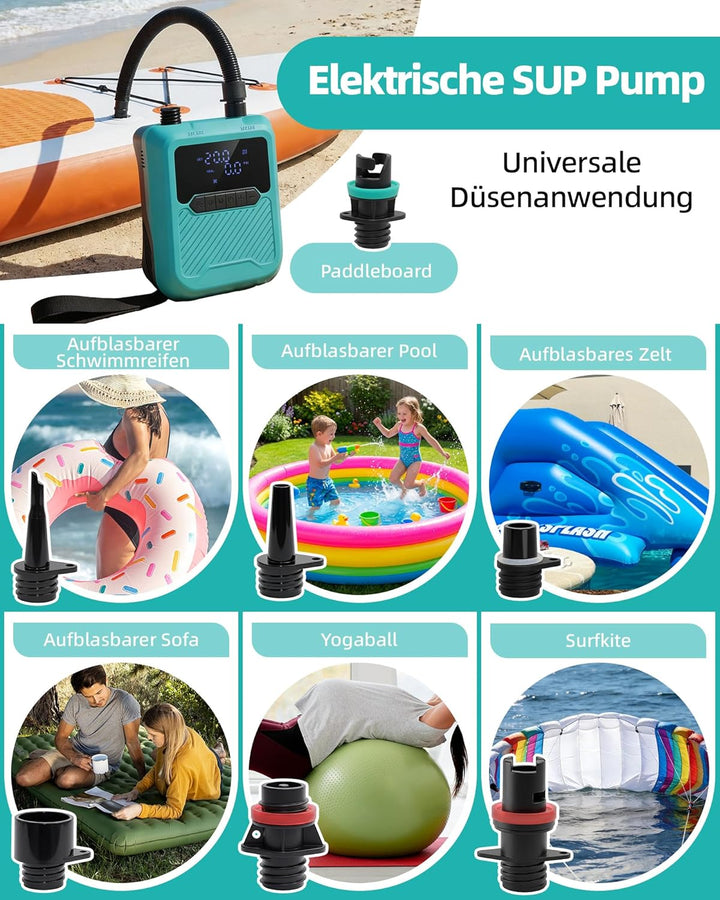 Elektrische Sup Pumpe Stand Up Paddle Pumpe 20PSI Hochdruck SUP Luftpumpe 12V Auto DC Dual Stage Inf
