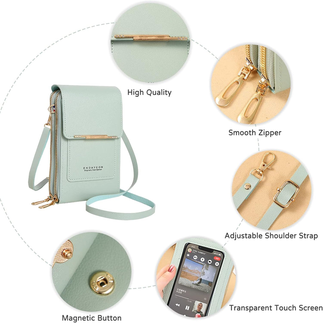 PORRASSO Handy Umhängetasche Touchscreen Crossbody Kleine Handytasche Mädchen Schultertasche PU Wass