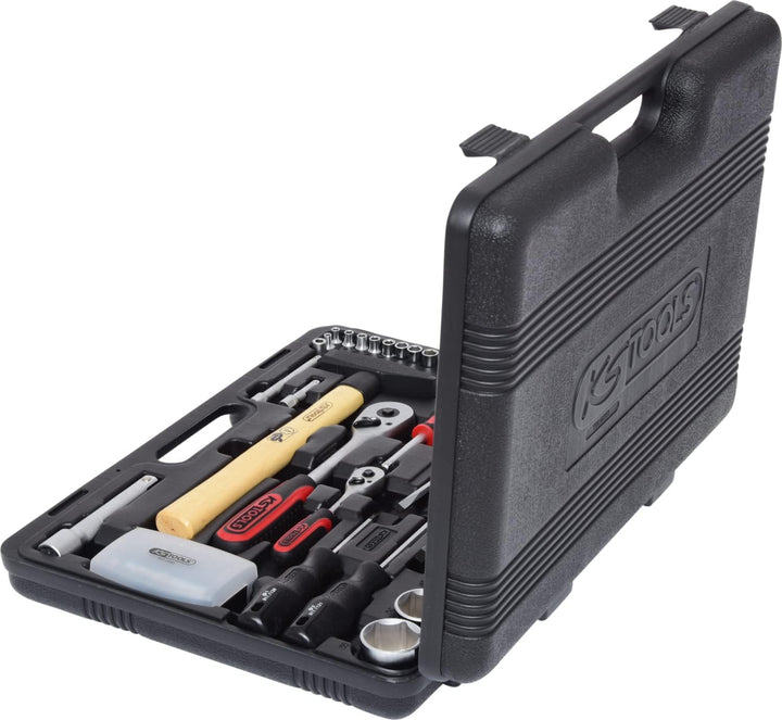 KS Tools 911.0688 1/4 Zoll + 1/2 Zoll Werkzeug-Satz | inklusive 2 Umschaltknarren, 45-Zahn | matt sa