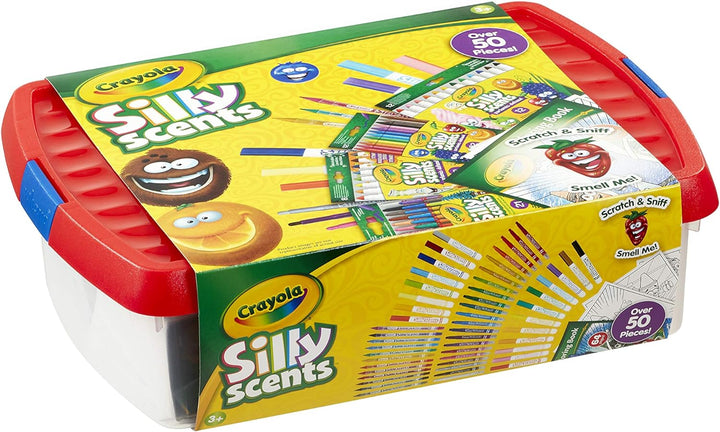 CRAYOLA Silly Scents Maldose – über 50 Duftstifte, Marker und Bleistifte (inkl. einem 64-seitigen Ma