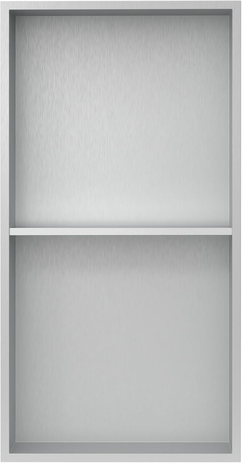 LuxeBath Wandnische Doppel aus Edelstahl, 30x60x10cm, Silber, Duschnische mit Rahmen, Einbauregal, F