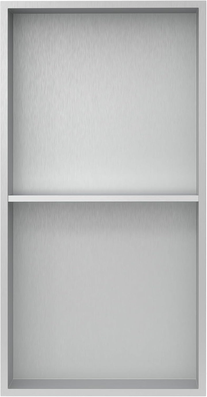 LuxeBath Wandnische Doppel aus Edelstahl, 30x60x10cm, Silber, Duschnische mit Rahmen, Einbauregal, F