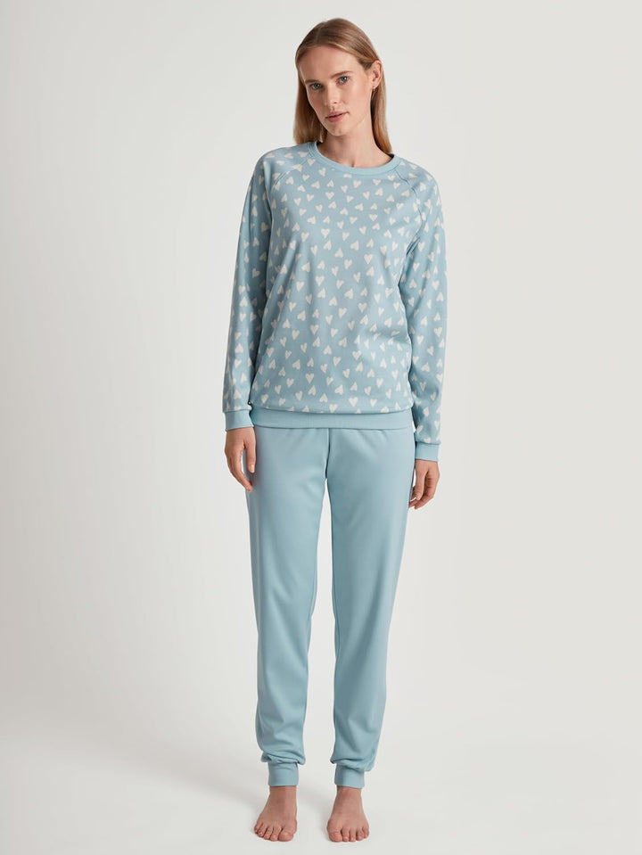 CALIDA Midnight Mushrooms Bündchen-Pyjama, Schlafanzug Damen, aus 100% Dicker Baumwolle 40-42 Scandi