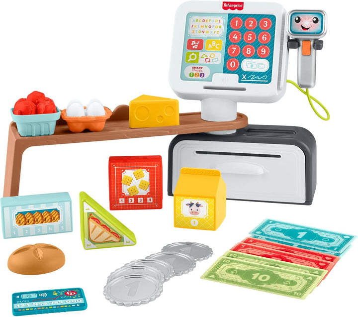 Fisher-Price Lernspielzeug für Kleinkinder Lernspass Meine erste Spielkasse, Kaufladen mit 20 Teilen