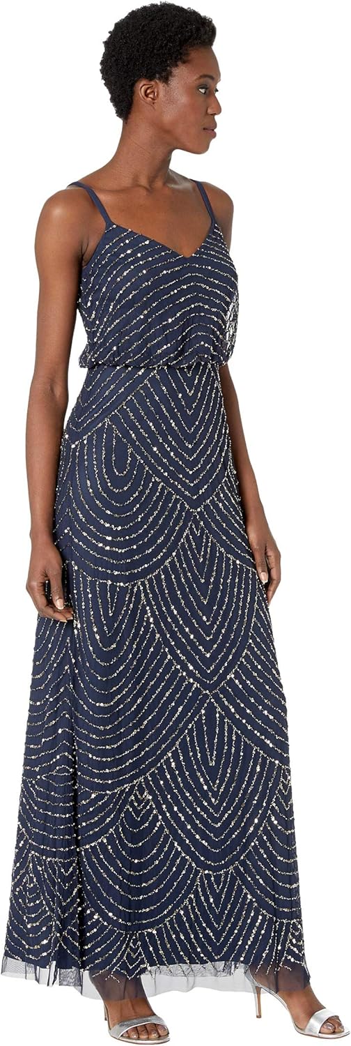 Adrianna Papell Damen-Blouson Perlenkleid 34 Navy, 34 Navy