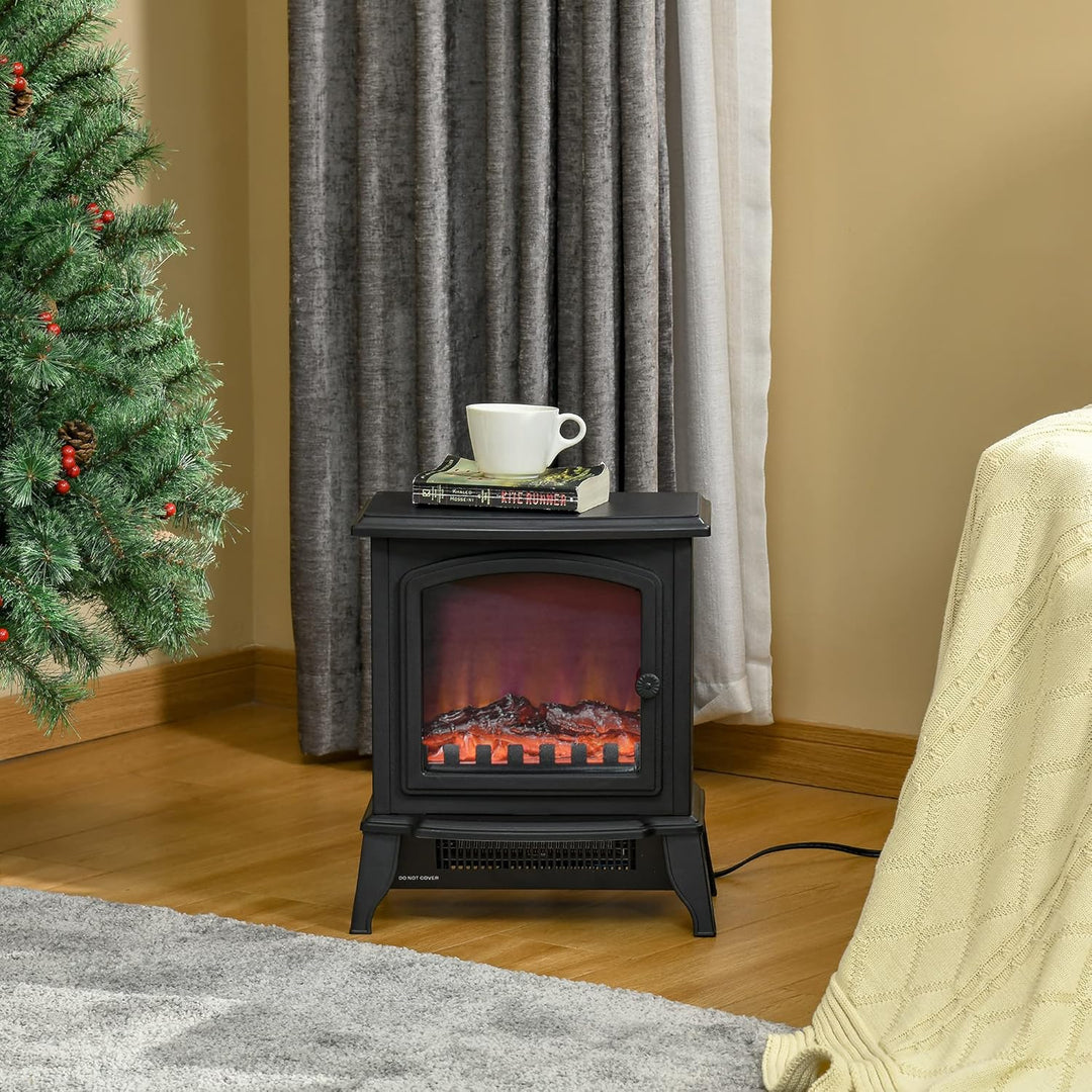 HOMCOM Elektrokamin mit Heizung, elektrischer Kamin mit LED Flammeneffekt, 1000/2000 W, Kaminofen mi