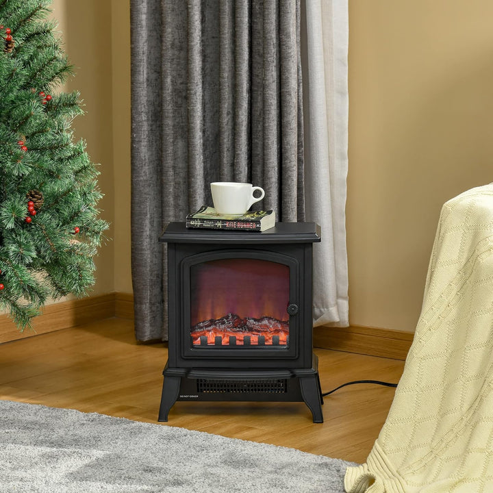 HOMCOM Elektrokamin mit Heizung, elektrischer Kamin mit LED Flammeneffekt, 1000/2000 W, Kaminofen mi