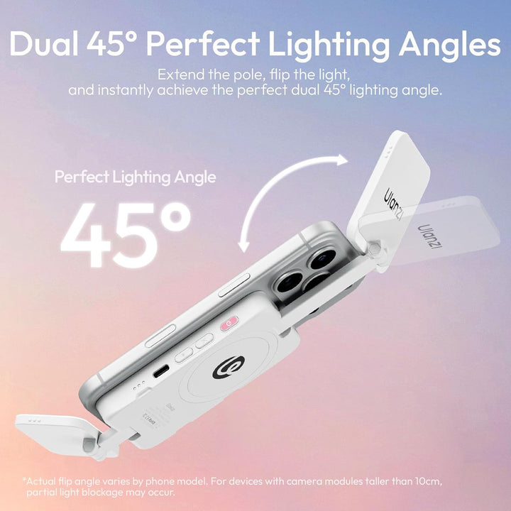 ULANZI GL01 [2026 Aktualisierte] Magnetische Selfie Licht für iPhone, Magnet LED Handy licht mit Zwe