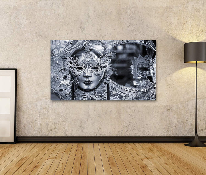 islandburner Bild auf Leinwand Schwarzes Und Weisses Bild Der Traditionellen Karnevalsmaske In Vened
