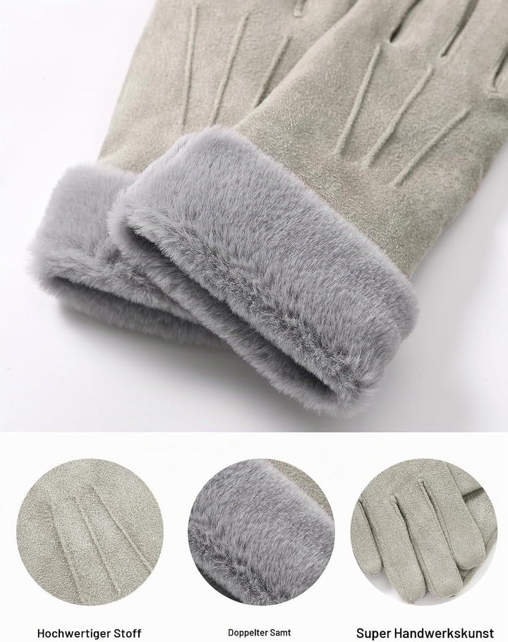 vislivin Handschuhe Damen Winter Warm Handschuhe Touchscreen Handschuh mit Gefütterte Grau L, Grau L