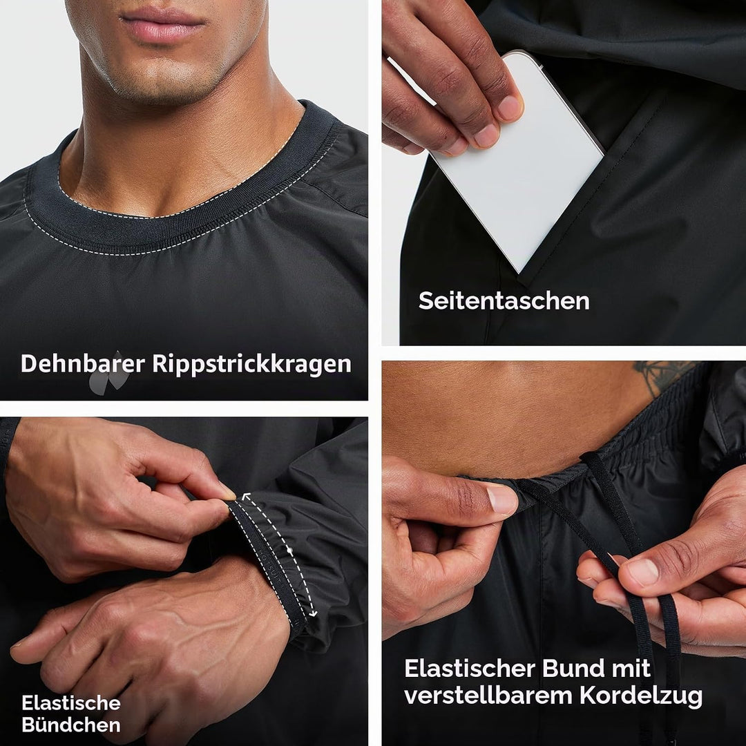 HOTSUIT Schwitzjacke/Schwitzanzug Herren, Anti Rip Sauna Anzug Zum Abnehmen, Workout Saunajacket - S