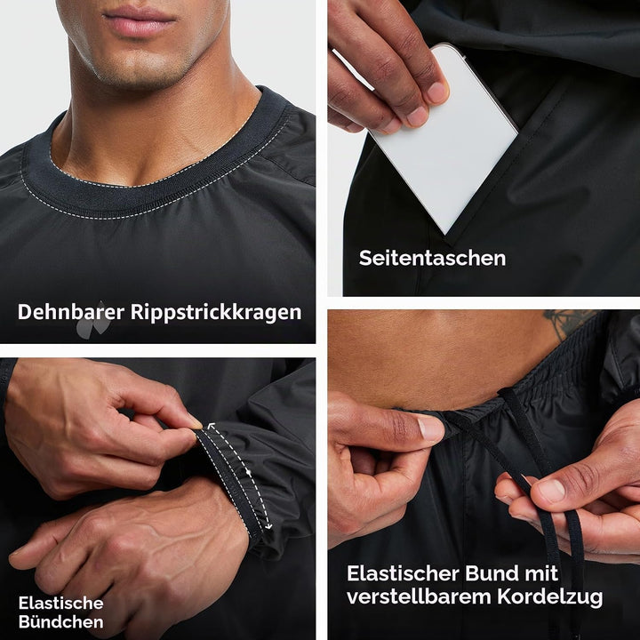 HOTSUIT Schwitzjacke/Schwitzanzug Herren, Anti Rip Sauna Anzug Zum Abnehmen, Workout Saunajacket - S