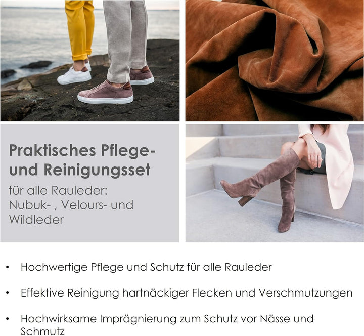 Solitaire Rauleder Schuhpflege-Set Velours Nubuk Wildleder Pflege Schuhputzset