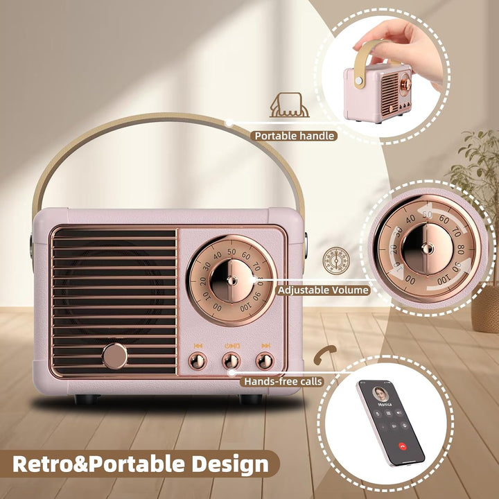 Bluetooth Lautsprecher Klein Retro Tragbarer Party-Lautsprecher für drinnen und draussen Kawaii Deko
