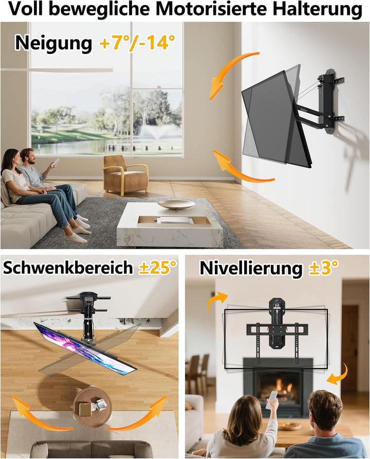FORGING MOUNT Elektrisch TV Wandhalterung für 32-85 Zoll Fernseher bis 40kg, Motorisierte TV Wandhal