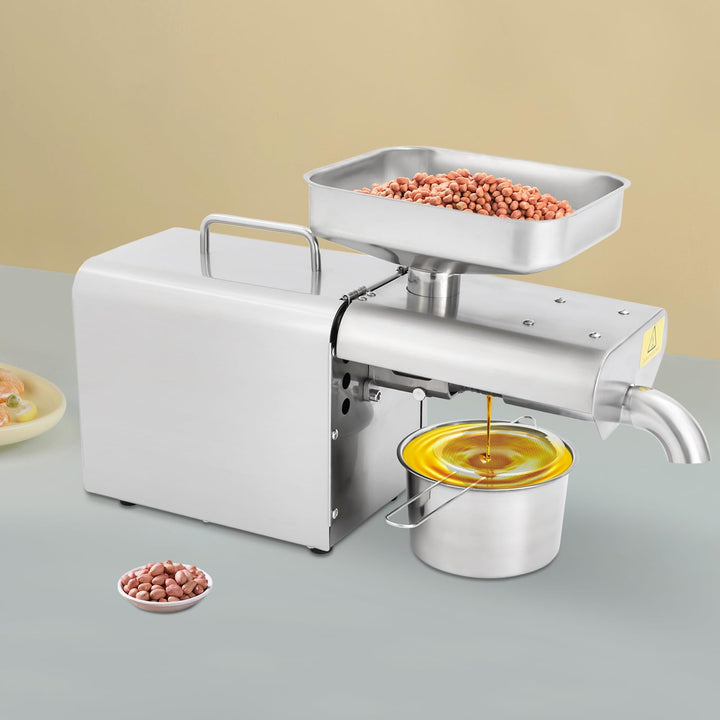 Edelstahl Ölpresse 610W Elektrische Ölmühle, Automatische Kalt- und Warmpressen (40-240℃), Extraktio