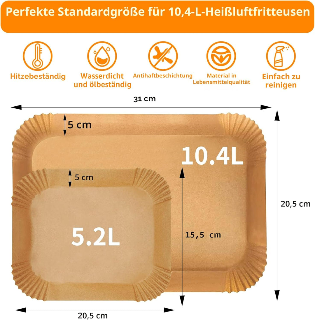 SdreMelo 320 Stück Backpapier für Heissluftfritteuse Backpapier für Ninja Foodi AF500EU 10.4L Airfry