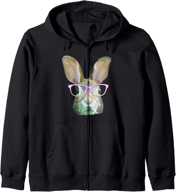 Süsses Hipster Kaninchen Pinke Brille Hase Osterhase Ostern Kapuzenjacke