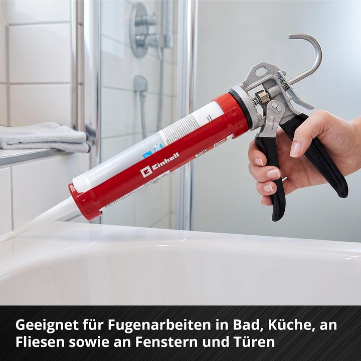 Einhell Silikonreparatur-Set, 22-tlg. (Kartuschenpresse mit 360° drehbarer Kartuschenaufnahme, 4 Fug